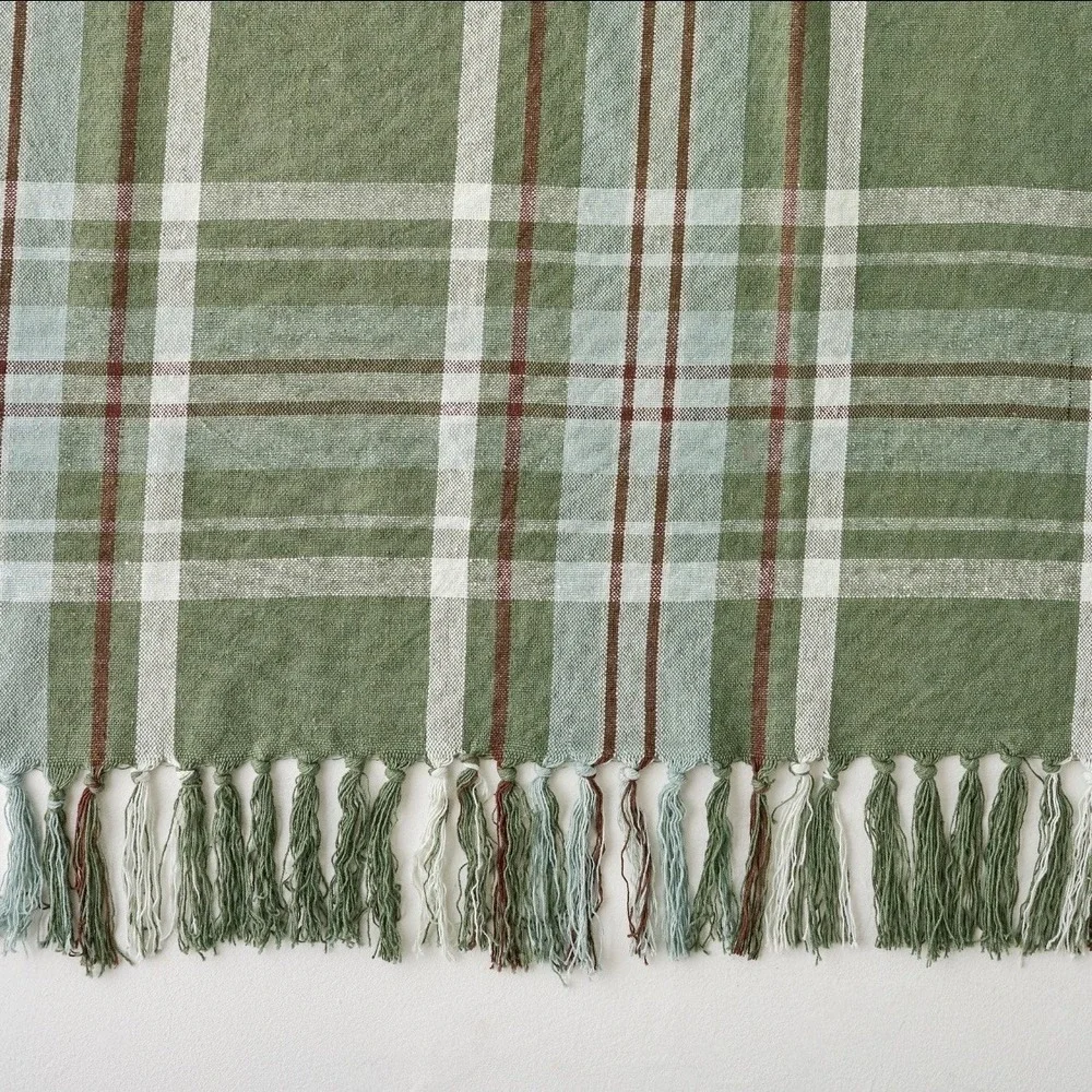 Magnolia Harmony Throw Winter Green Plaid 50x60 Cotton‎ Fringed Christmas 2024